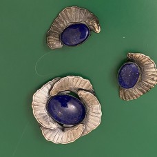 ERMANI BULATTI Комплект винтажный Брошь и клипсы «Аквамарин» ERMANI BULATTI Комплект винтажный Брошь и клипсы «Аквамарин»